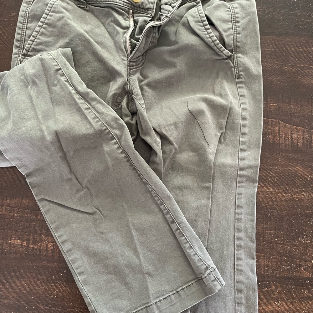 Olive American Eagle Kick Boot Dress Pants 00 Short